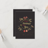 Carte Joyeux Fêtes. Décor de Noël (Devant/Arrière en situation)