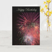 Carte Joyeux feu d'artifice d'anniversaire (Fleur jaune)