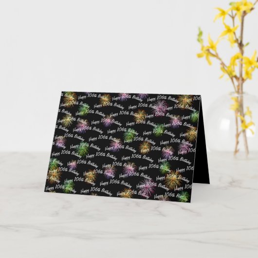 Carte Joyeux feu d'artifice du 106e anniversaire sur noi (Fleur jaune)
