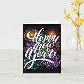 Carte Joyeux feu d'artifice du Nouvel An pour familles e (Fleur jaune)