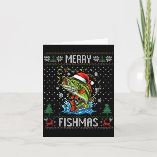 Carte Joyeux Fishmas B Fish Noël Pêche Sweat Ugly (Devant)