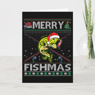 Carte Joyeux Fishmas Byss Poisson Pêche Noël Sweat Ugly