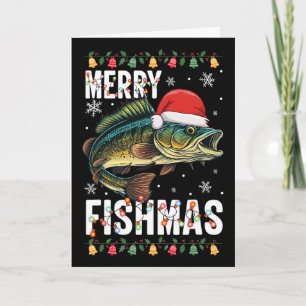 Carte Joyeux Fishmas Drôle de pêche de Noël Pyjama Fishe