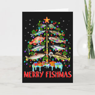 Carte Joyeux Fishmas Drôle de sapin de Noël Lumières Poi