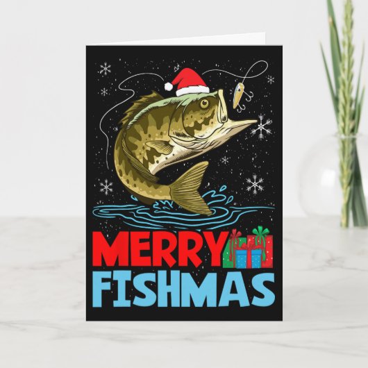 Carte Joyeux Fishmas Noël Vacances de pêche (Devant)