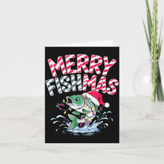 Carte Joyeux Fishmas Papa Noël Amateurs de Pêche Drôle P (Devant)