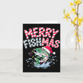 Carte Joyeux Fishmas Papa Noël Amateurs de Pêche Drôle P (Fleur jaune)