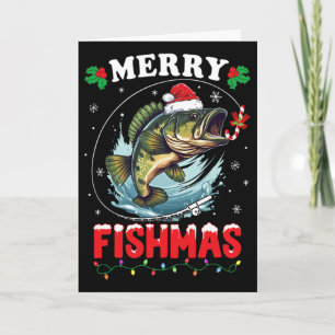 Carte Joyeux Fishmas Poisson Drôle de Noël de pêche Papa