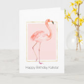 Carte Joyeux Flamant rose rose (Fleur jaune)