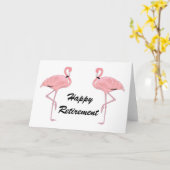 Carte Joyeux Flamants roses classiques de retraite (Fleur jaune)