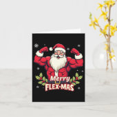 Carte Joyeux Flex-mas Muscles Pour Noël Père Noël Fitnes (Fleur jaune)