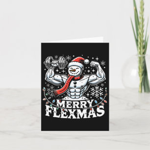 Carte Joyeux Flexmas - Snowman Flexer Corps de gym de No