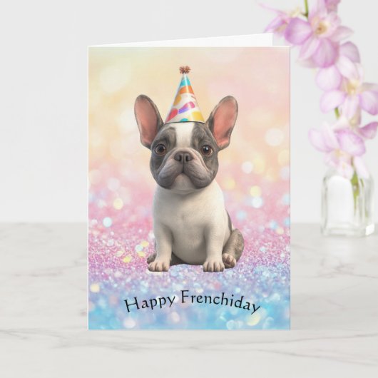 Carte "Joyeux Frenchiday" Bouledogue Français (Orchidée)
