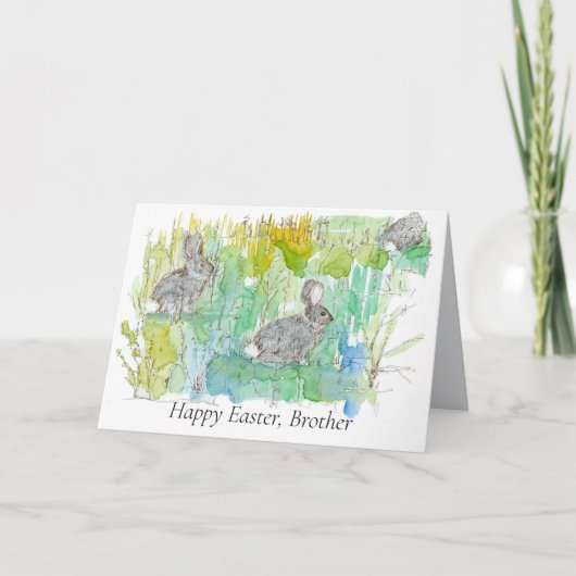 Carte Joyeux Frère de Pâques Cottontail Rabbits Printemp (Devant)