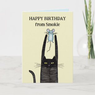 Carte Joyeux fronton d'anniversaire votre chat, Chats no
