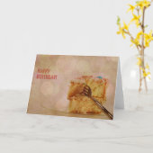 Carte Joyeux gâteau Bokeh Rose Anniversaire (Fleur jaune)
