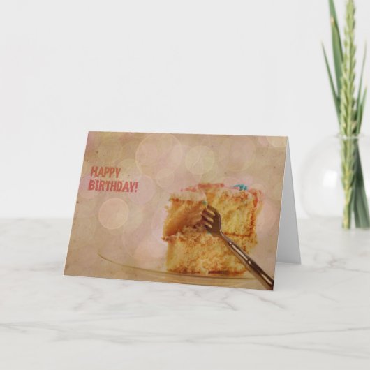 Carte Joyeux gâteau Bokeh Rose Anniversaire (Devant)