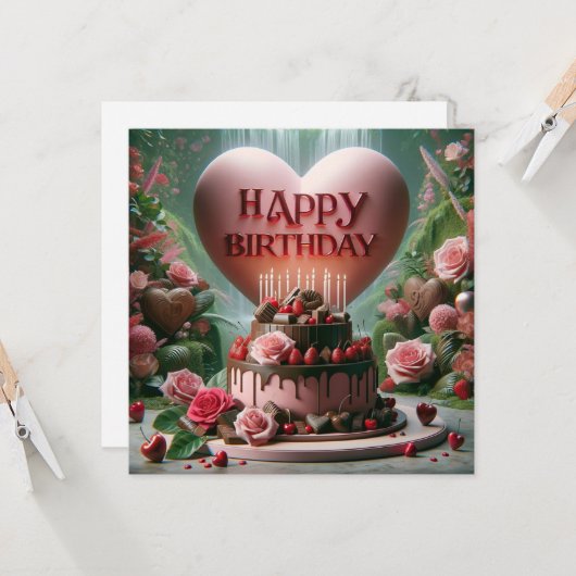 Carte Joyeux gâteau d'anniversaire (Devant/Arrière en situation)