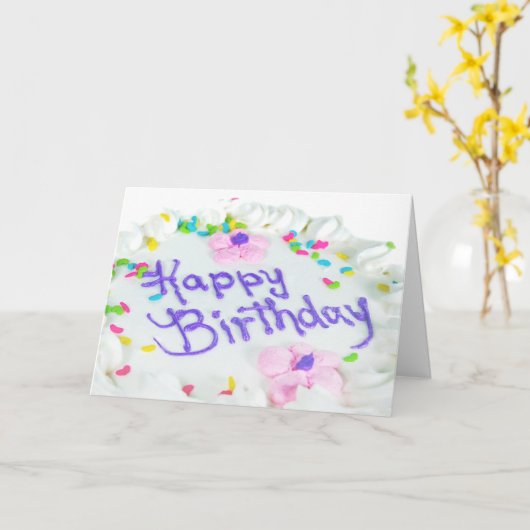 Carte Joyeux gâteau d'anniversaire (Fleur jaune)