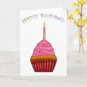 Carte Joyeux gâteau d'anniversaire avec une bougie (Fleur jaune)