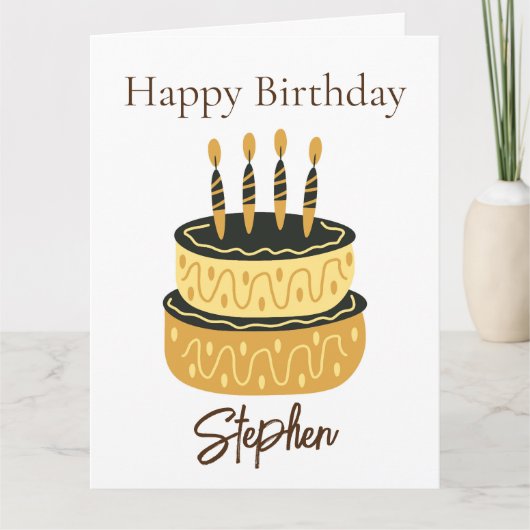 Carte Joyeux gâteau d'anniversaire illustration Minimale (Devant)