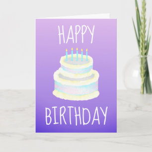 Carte Joyeux gâteau d'anniversaire violet