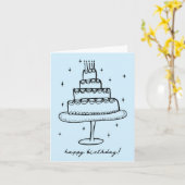 Carte Joyeux gâteau d'anniversaire Whimsical Sketch Dood (Fleur jaune)