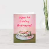 Carte Joyeux gâteau du 3e anniversaire du Mariage (Devant)