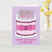 Carte Joyeux gâteau et bougies pour fille d'anniversaire (Fleur jaune)