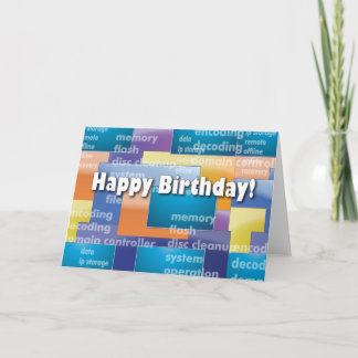 Carte Joyeux Geek d'ordinateur d'anniversaire