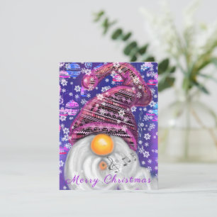 Carte Joyeux Gnome En Casquette Violet Chante Une Chanso