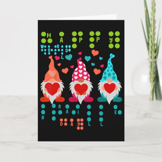 Carte Joyeux Gnomes de la Saint-Valentin Braille Amour – (Devant)