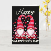 Carte Joyeux Gnomes de la Saint-Valentin Cœurs Rouges Mi (Fleur jaune)