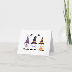 Carte Joyeux Gnomes d'Halloween violet orange