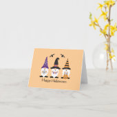 Carte Joyeux Gnomes d'Halloween violet orange (Fleur jaune)