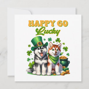 Carte Joyeux Go Lucky Cute Husky St. Patricks Day