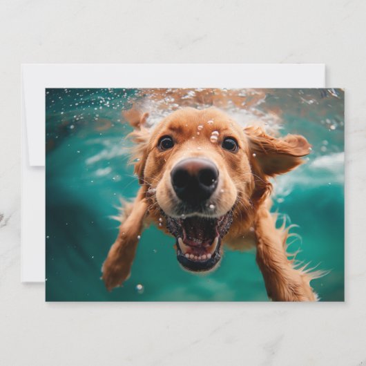 Carte Joyeux Golden Retriever nager sous l'eau (Devant)