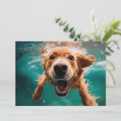 Carte Joyeux Golden Retriever nager sous l'eau (Debout devant)