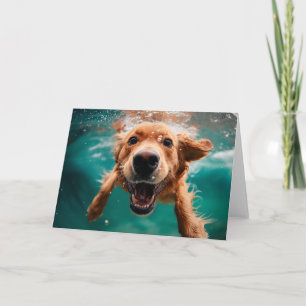 Carte Joyeux Golden Retriever nager sous l'eau
