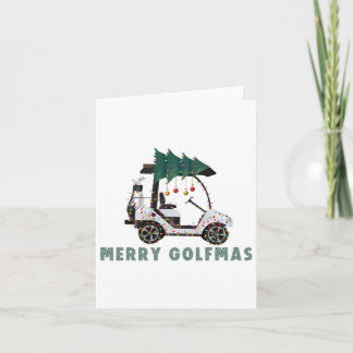 Carte Joyeux Golfmas Golf Panier Noël Lumières Golfmas G