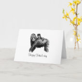 Carte Joyeux gorille de Fête des pères avec bébé (Fleur jaune)
