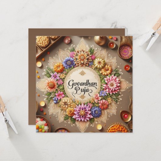 Carte Joyeux Govardhan Puja (Devant/Arrière en situation)