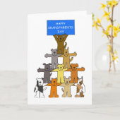 Carte Joyeux grand-parents Day Cartoon Chiens (Fleur jaune)