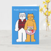Carte Joyeux Grand-Parents Day Cute Cartoon Cats. (Fleur jaune)