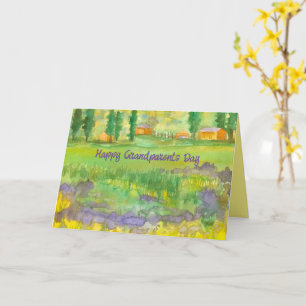 Carte Joyeux Grand-Parents Ranch automne Fleurs arbres