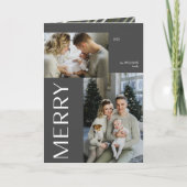 Carte Joyeux Gris moderne 2 Photo Noël Fête pliée (Devant)