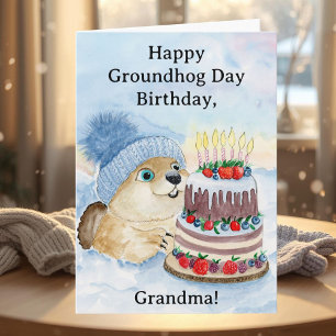 Carte Joyeux Groundhog Day Anniversaire Mémé 