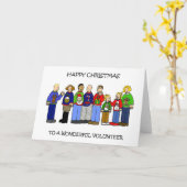 Carte Joyeux groupe de caricatures bénévoles de Noël (Fleur jaune)