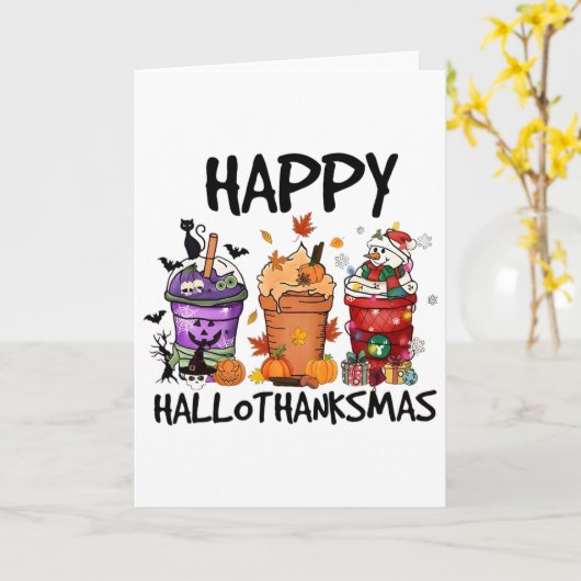 Carte Joyeux Hallothanksmas (Fleur jaune)