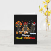 Carte Joyeux Hallothanksmas Chat Noir Halloween Thanksgi (Fleur jaune)